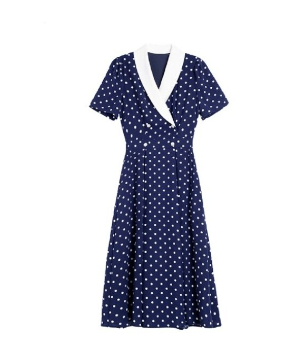 Vestido Recto De Lunares Vintage