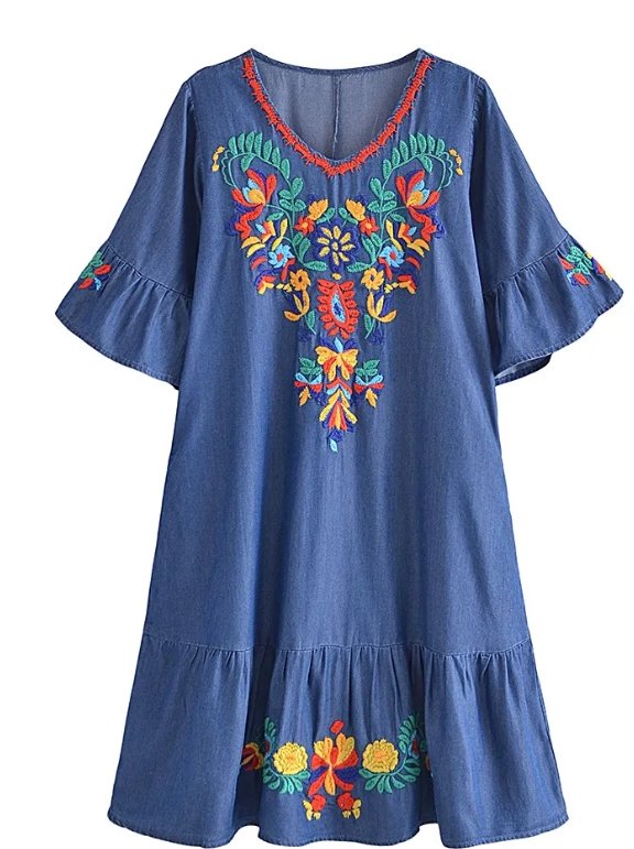 Vestido Recto Hippie Años 70