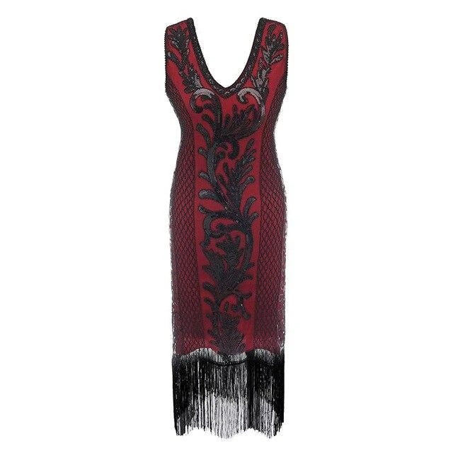 Vestido Espíritu Gatsby Rojo Y Negro
