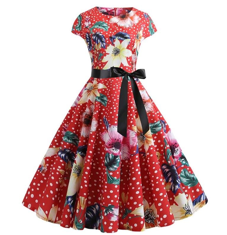 Vestido Acampanado Vintage Artístico