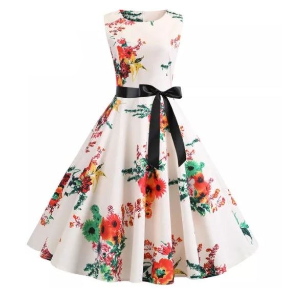 Vestido Vintage Vuelta Beige Y Rosa