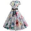 Vestido Años 50 Flores Blancas Y Lunares