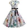 Vestido Años 50 Flores Blancas Y Lunares