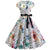 Vestido Años 50 Flores Blancas Y Lunares