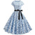 Vestido Vintage Azul Música Acampanado