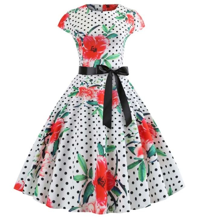 Vestido Vintage Acampanado Amapolas