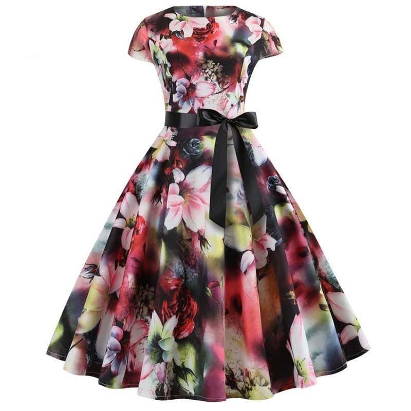 Vestido De Flores De Los Años 50