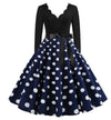Vestido Vintage Evasé Marino Con Lunares Blancos