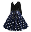 Vestido Vintage Evasé Marino Con Lunares Blancos