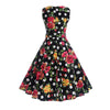 Vestido Acampanado Floral De Lunares Azul Marino Vintage