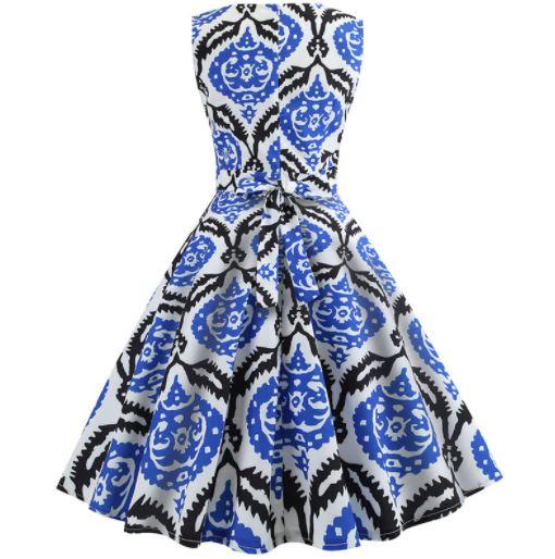 Vestido 50s Negro Y Azul