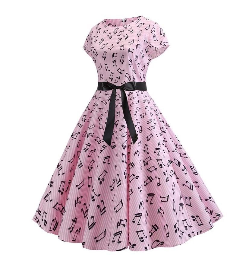 Vestido Rosa Primavera Con Vuelo Vintage