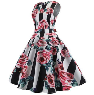 Vestido Rosas Vintage Evasé