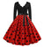 Vestido Vintage Rojo De Evasé Con Lunares Negros