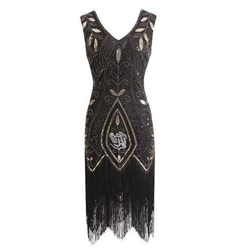 Vestido Negro De Los Años 20 Para Mujer