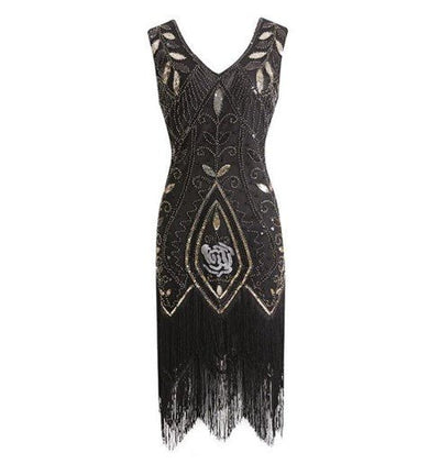 Vestido Negro De Los Años 20 Para Mujer