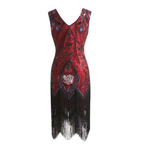 Vestido Rojo De Los Años 20 Para Mujer