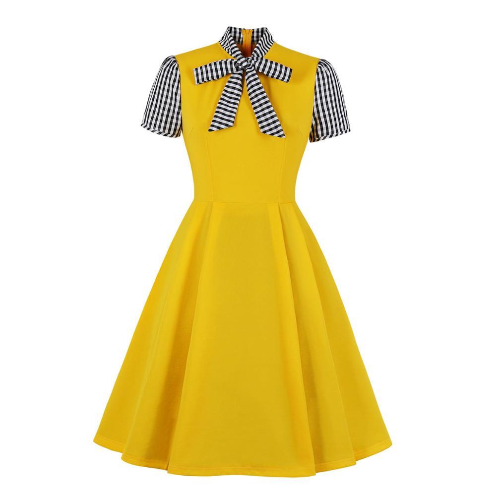 Vestido Amarillo Años 50 Mujer
