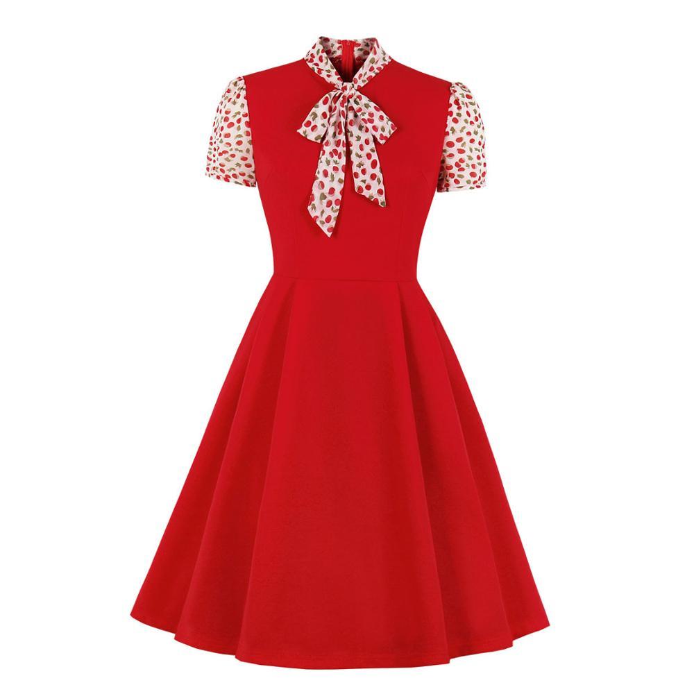 Vestido Rojo Años 50 Mujer