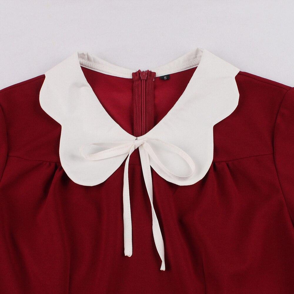 Vestido Fifties Rojo Con Cuello Peter Pan