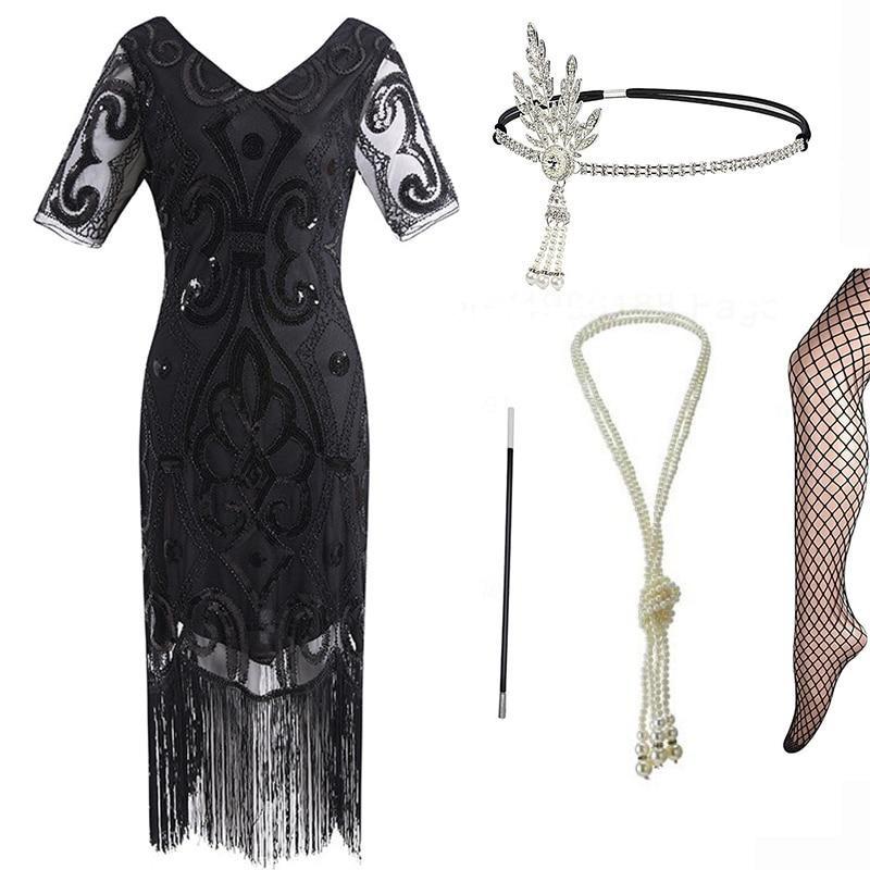 Vestido Flapper 20s Negro