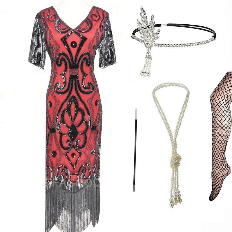 Vestido Flapper Años 20 Rojo