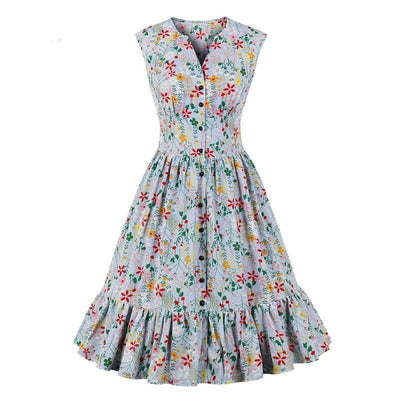 Vestido De Flores De Los Años 50