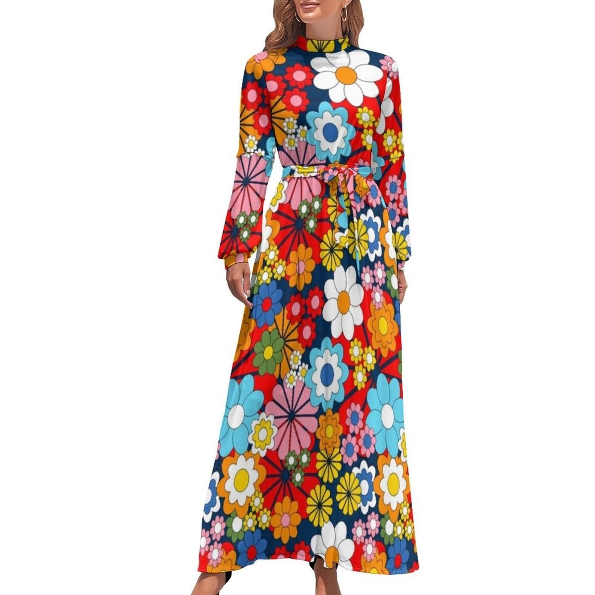 Vestido Floral De Los 70