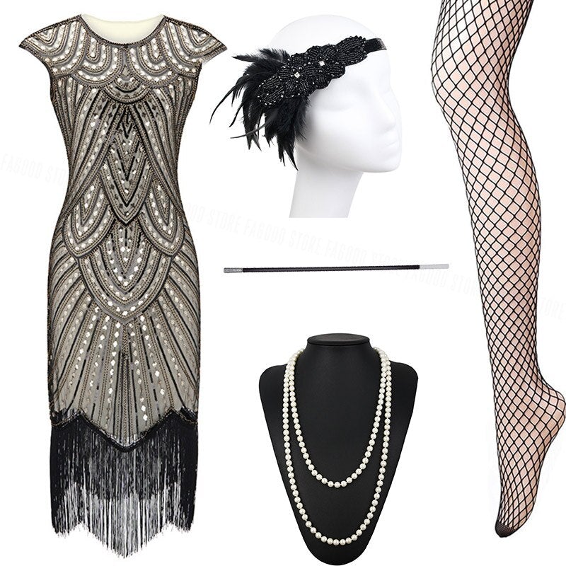 Vestido Gatsby 20s Beige