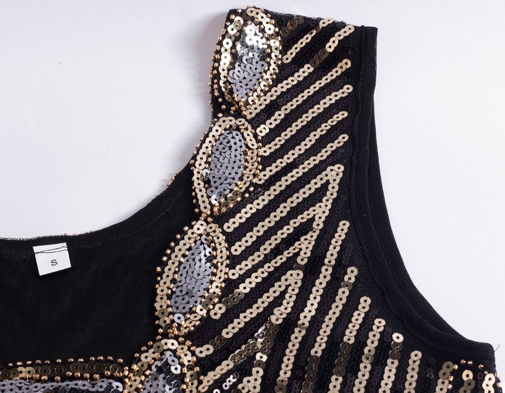 Vestido Corto Gatsby Negro Y Dorado