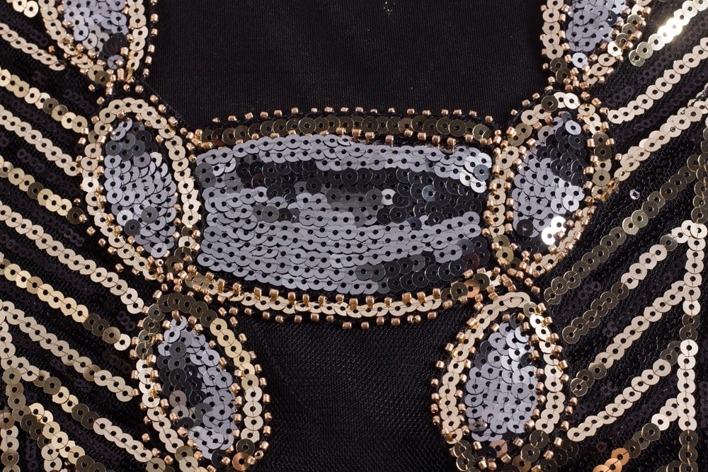 Vestido Corto Gatsby Negro Y Dorado