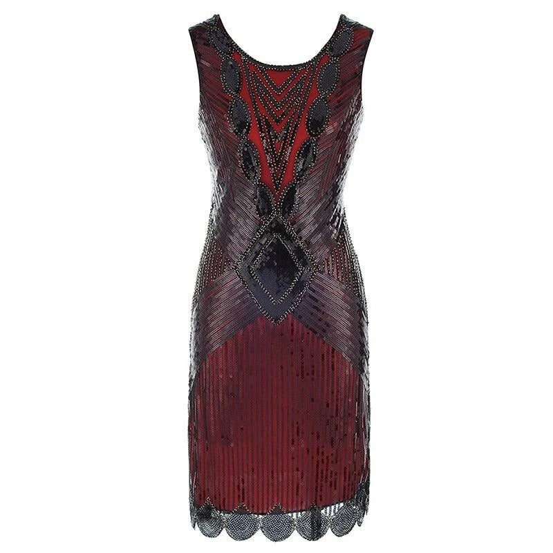Vestido Gatsby Corto Rojo Y Negro