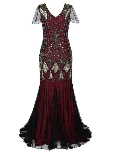 Vestido Largo Gatsby Burdeos De Alta Costura