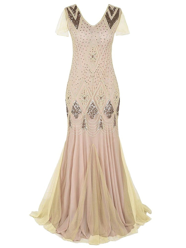 Vestido Gatsby Largo Marfil Alta Costura