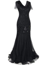 Vestido Gatsby Largo Negro De Alta Costura