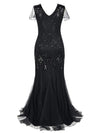 Vestido Gatsby Largo Negro De Alta Costura
