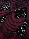 Vestido Gatsby Largo Burdeos Y Negro De Alta Costura