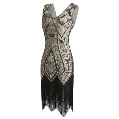 Vestido Gatsby Plumas Beige