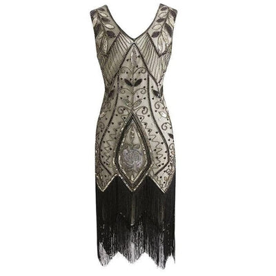 Vestido Gatsby Plumas Beige