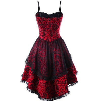 Vestido Gótico Vintage Años 50 Rojo