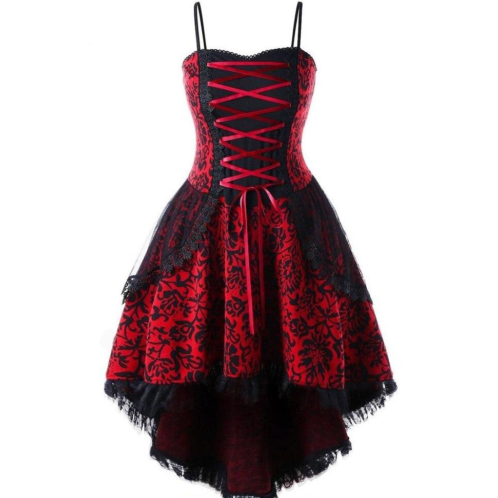 Vestido Gótico Vintage Años 50 Rojo