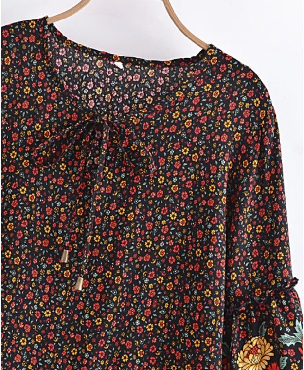 Vestido Hippie Negro 70s