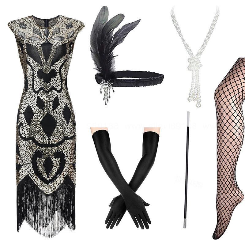 Vestido Inspiración Años 20 Dorado