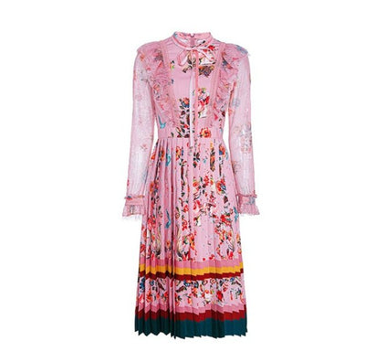 Vestido Largo Floral Vintage Rosa