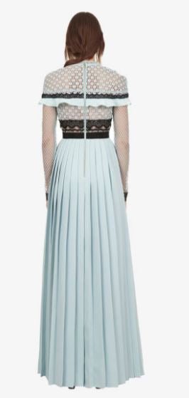 Vestido Largo Volantes Vintage Azul