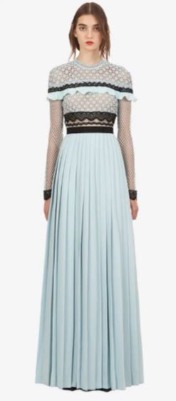 Vestido Largo Volantes Vintage Azul