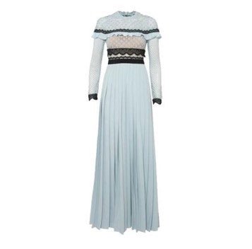 Vestido Largo Volantes Vintage Azul