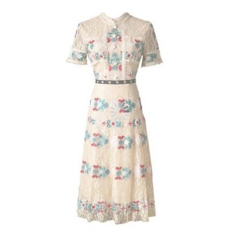 Vestido Largo Con Volantes Champán Vintage
