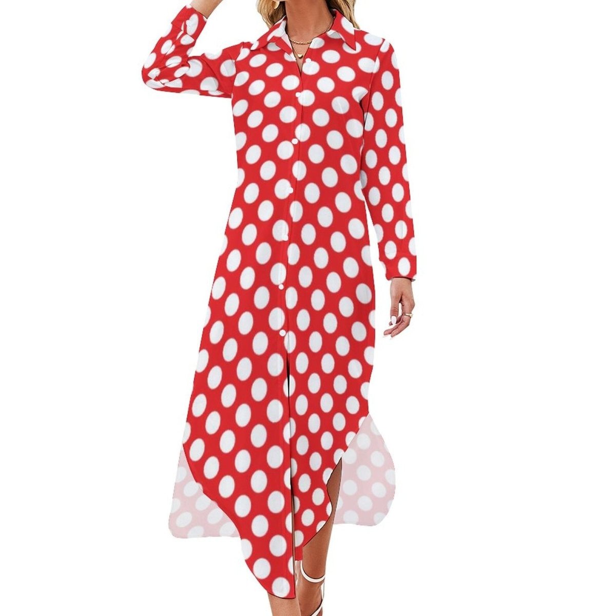 Vestido Largo Rojo Lunares 70s