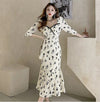 Vestido Largo Floral Vintage Caqui